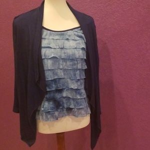 Notations ruffle top with built in cardigan